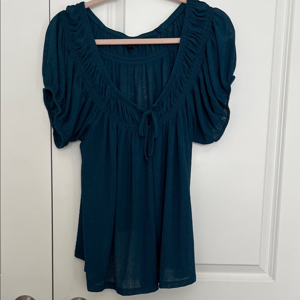 Torrid Teal Ruched Blouse